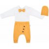 Baby Nellys 3-dielna sada Hubert body s motýlikom tepláčiky a čiapočka hořčica