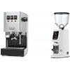 Gaggia New Classic E24 BC, stainless steel + Eureka Atom W 75, white