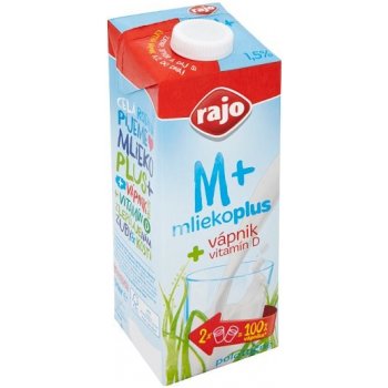 Rajo Mliekoplus Trvanlivé polotučné mlieko s vápnikom 1 l od 1,69 € -  Heureka.sk