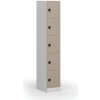 Šatníková skrinka S1 s úložnými boxmi, 5 boxov, 1850 x 300 x 500 mm, demont, kódový zámok, béžové dvere