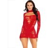 Leg Avenue - Mini Dress With Lace Long Sleeve Red