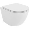 Mexen Lena, závesná WC misa 490x360x340 mm, Rimless Tornádo + toaletné WC sedadlo z duroplastu, biela lesklá, 30220300T