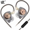 Profesionálne káblové Hi-Fi IEM slúchadlá do uší KZ EDX PRO X sivé