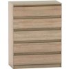 Kondela Komoda, 90cm, 5 šuplíková, dub sonoma, HANY NEW 005