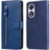 Peňaženkové kožené puzdro Calf Zipper na Oppo A58 5G - Modrá