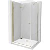 Mexen Lima sprchovací kút 90x80cm, 6mm sklo, zlatý profil - číre sklo + Slim sprchová vanička - 856-090-080-50-00-4010