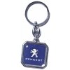 Kľúčenka kovová štvorec - PEUGEOT - modry