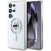 Karl Lagerfeld tlačidlové púzdro s potlačeným logom Choupette Head MagSafe pre Samsung Galaxy S25 Ultra, biele (KLHMS25LHLSCHH)
