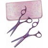 Olivia Garden SilkCut ThinkPink Set - set profesionálnych nožníc 5,75 + 6,35T vo fialovej farbe v ružovom obale