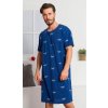 Pánska nočná košeľa Wild horses L Modrá