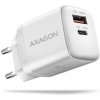 AXAGON ACU-PQ30W Síl nabíjačka do siete 30W, 2x port (USB-A + USB-C), PD3.0/PPS/QC4+/AFC/Apple, biela