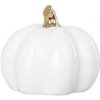 Dekorácia MagicHome, Tekvica so zlatou stopkou, biela, porcelán, 12,7x12,3x10,8 cm