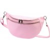 Luka 24-017 ružová dámska kožená kabelka na opasok, crossbody 37 x 22 x 11 cm