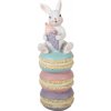Clayre & Eef Dekorácia biely králik sediaci na makrónkach - 7*7*20 cm