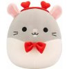 Squishmallows: Rusty, šedá krysa s motýlikom a čelenkou so srdiečkami - 20 cm
