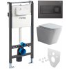 Mereo WC set - Smart flush rimless WC hranaté, modul pre sadrokartón, čierne hranaté tlačidlo