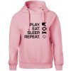 Stolný tenis - eat sleep - Oversized mikina dámská Moon - kratšia + širšia - S ( Ružová )