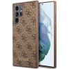 Guess Samsung Galaxy S23 Ultra hnedý tvrdý kryt 4G kovové zlaté logo (GUHCS23LG4GFBR)