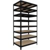 Policový regál Biedrax 60 x 120 x 210 cm, čierny, 8 políc MDF, nosnosť 200 kg na policu