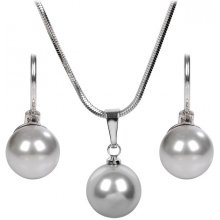 Levien sada náhrdelníku a náušnic Pearl Light Grey SET-041