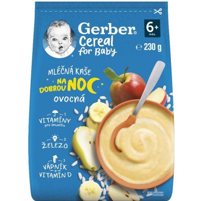 Nestlé / GERBER GERBER Cereal mliečna kaša ovocná Dobrú noc 230 g