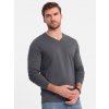 Ombre Men's unprinted longsleeve with a v-neck - graphite šedá XL Ombre 5902228940555