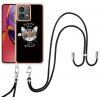 Gumený 3D kryt Lanyard na Moto G84 - Mačka