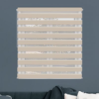 FEXI Roleta Deň a noc, Blackout Ľanová krémová, A 3502e 30 x 150 cm, Ľavá - Biela