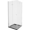 MEXEN/S - Lima sprchovací kút zalamovacie dvere 80 x 80, transparent, chróm + Flat čierna vanička so sifónom 856-080-080-01-00-4070