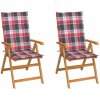 Záhradná stolička 2 ks teak / látka Dekorhome