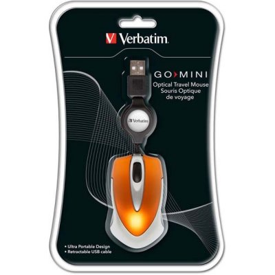 Myš drôtová, Verbatim 49023, oranžová, optická, 1000DPI 49023