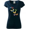 Farebné motýle - Dámske tričko Pure - M ( Tmavomodrá (veľmi tmavá - skoro čierna) )