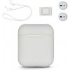 AppleKing praktická súprava pre AirPods 1 / 2: šnúrka proti strate + silikónový obal + pracka s príchytkou + kryty slúchadiel - biela - možnosť vrátiť tovar ZADARMO do 30tich dní