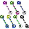 Šperky eshop - Barbell z chirurgickej ocele s farebnými anodizovanými pásikmi C30.7 - Farba piercing: Modrá - Žltá