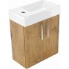 Závesná Kúpeľňová Skrinka 40 cm s Keramickým Umývadlom LOFT Dub Lancelot
