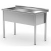 Umývací stôl – zváraný, jednokomorový, hĺbka 600 mm, výška komory 400 mm, HENDI, Profi Line, 1000x600x(H)850mm