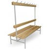 BASIC Šatníková lavica obojstranná s opierkou a vešiakmi, v.160 x š.150 x h.69cm, RAL7035 sivá, drevo lipa