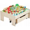 Železničná Súprava pre Deti 100ks 78,7x63,5x33CM Drevený Stôl so Železnicou