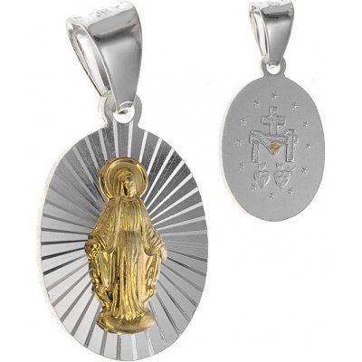 Argento Strieborný prívesok Zázračná medaila s pozlátením 85452