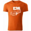 T-ričko BMW e36 line pánske tričko Farba trička: Oranžová, Farba potlače: Biela, Veľkosť: S