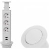 Interex design Výsuvná elektrická zásuvka 3x230V + 2x USB nabíjanie / Biela