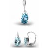 A-B Set of silver jewelry with oval topaz Sky blue 20000040
