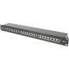 DIGITUS CAT 6A Patch Panel, stíněný, 1U, 24 portů, 8P8C, černy RAL 9005, 483 mm (19 ) / 482,6x44x109