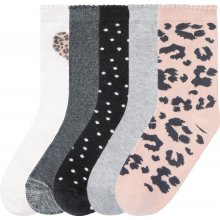 Pepperts Dievčenské ponožky, 5 párov biela/bledosivá/bledoružová