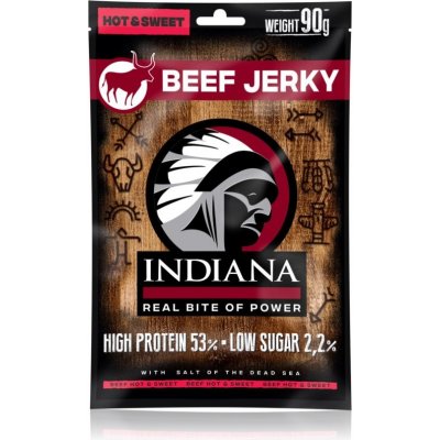 Indiana Jerky Beef Jerky Hot & Sweet sušené mäso hovädzie 90 g