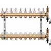 HPW® Mosadzný rozdeľovač pre podlahové vykurovanie s prietokomermi, termoregul. ventilmi a automatickým odvzdušnením okruhy: 10 okruhov