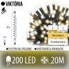 Viktória led svetelná reťaz vonkajšia flash - 200led - 20m teplá biela/ flash prebliknutie studená biela