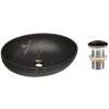 Comad Súprava keramického umývadla na dosku a výpuste MONA čierna/hnedý mramor