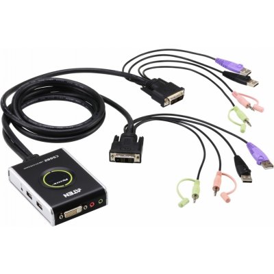 Aten CS-682-AT 2-Port USB DVI KVM Switch, Audio 2.1, Remote port selector (1,8m)