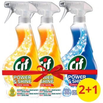 Cif Power&Shine Kúpeľňa čistiaci sprej + Power & Shine Kuchyňa 500 ml